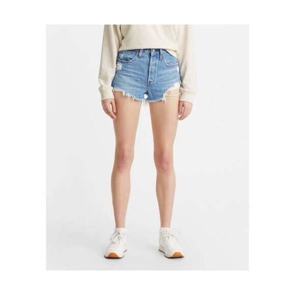 Levi's Pants - Levis 501 Original High-Rise Cut-Off Distressed Button Fly Light Wash Womens 26